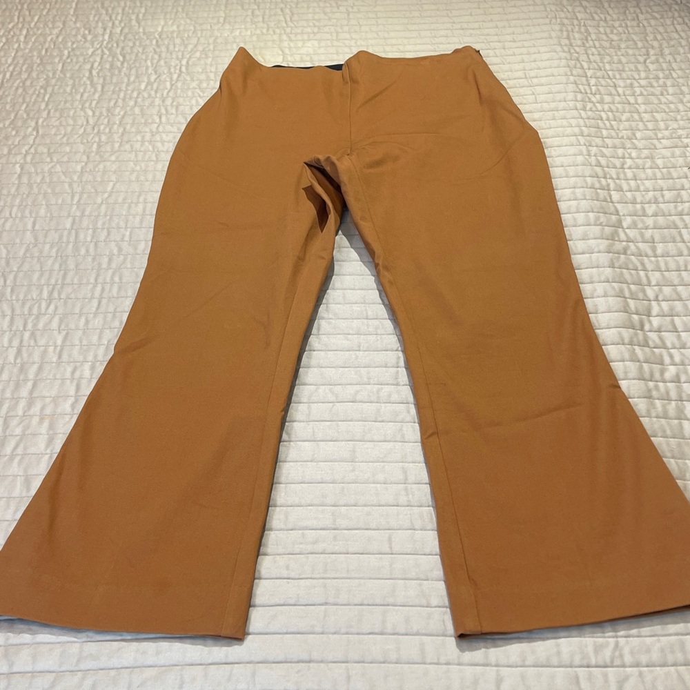 A NEW DAY WOMENS SIZE 8 BROWN/TAN/RUST PANTS SIDE ZIPPER ELASTIC WAISTBAND